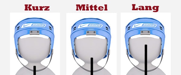 Übersicht über die Größe verschiedener Eishockeyschläger